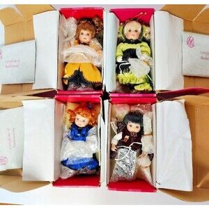 Lot 4 Marie Osmond Bitty Beauty Bug Collectible Miniature Porcelain Dolls QVC